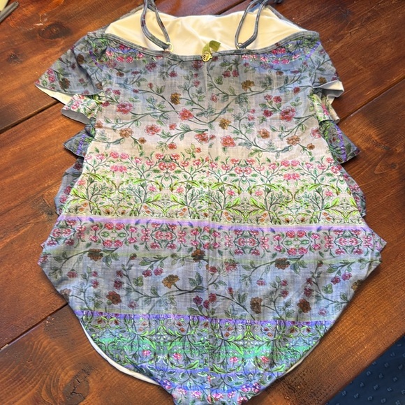 Estivo Blue Green Floral One Piece Swimsuit Size S - Picture 3 of 4